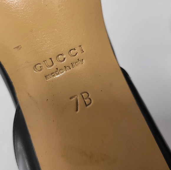 Gucci Vintage Black Leather D'Orsay Wood Heel Pumps Sz 7 - Picture 8 of 12
